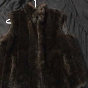 Dark brown rabbit vest size M.. worn 2twice..